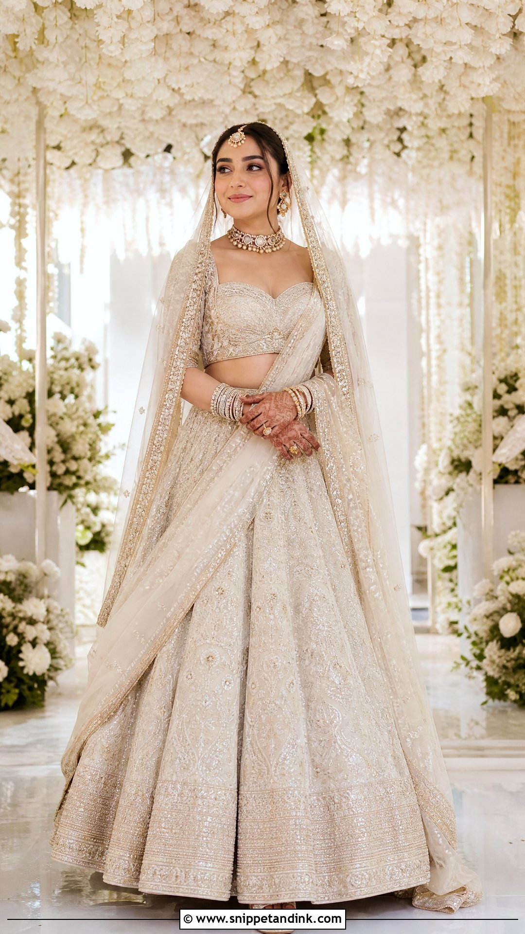 Prajakta Koli Ivory Double Dupatta Bridal Lehenga - Snippet and Ink - 20 Prajakta Koli Wedding Outfits