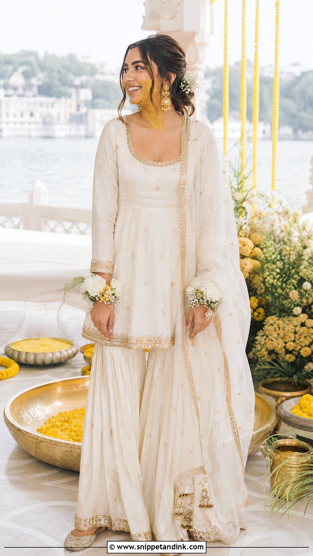 Prajakta Koli Ivory Haldi Sharara - Snippet and Ink - 20 Prajakta Koli Wedding Outfits