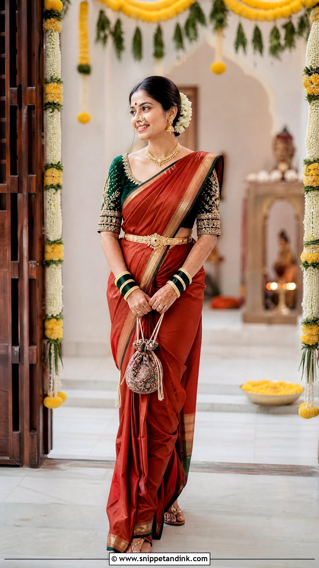 Prajakta Koli Minimal Marathi Bridal Saree - Snippet and Ink - 20 Prajakta Koli Wedding Outfits