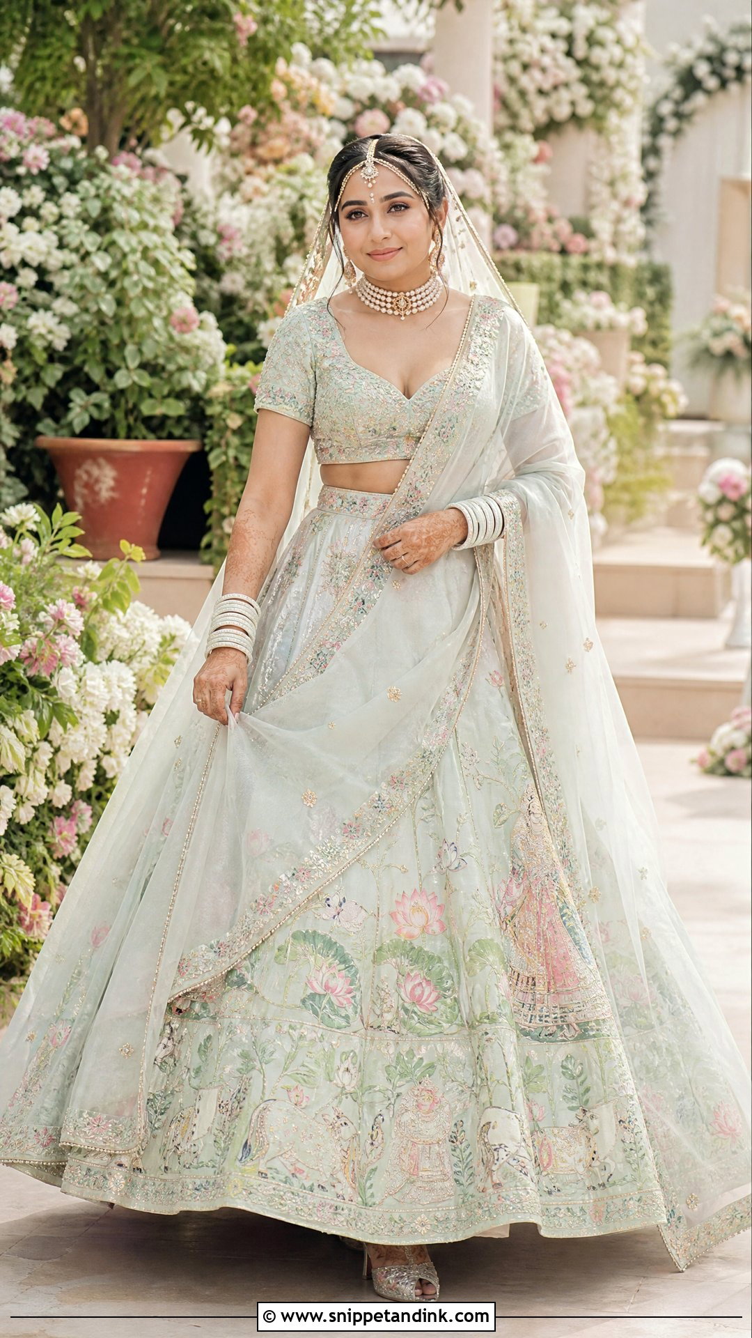 Prajakta Koli Pastel Pichwai Bridal Lehenga - Snippet and Ink - 20 Prajakta Koli Wedding Outfits