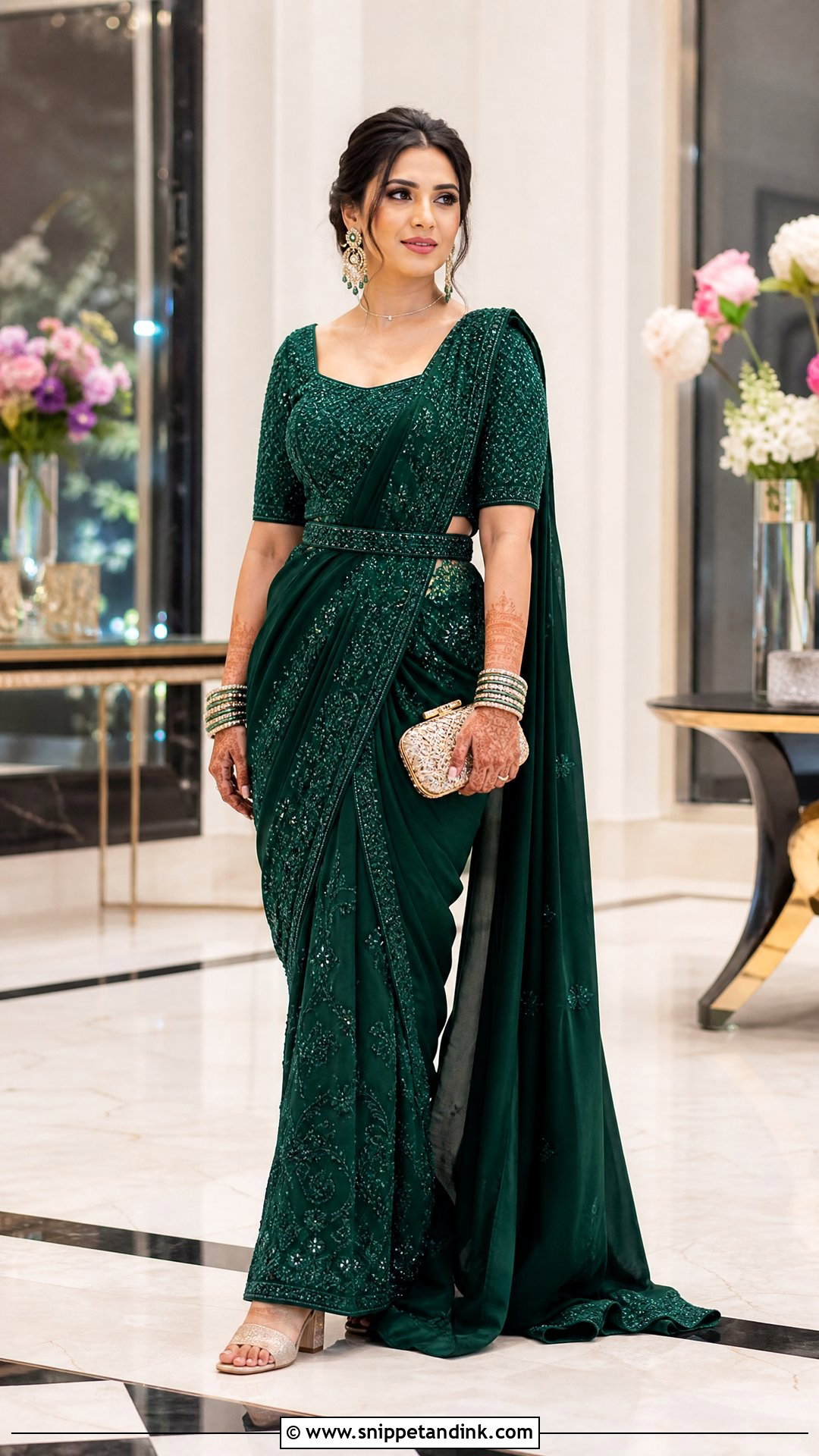 Pre Draped Bridal Saree Gown - Snippet and Ink - 25 Hindu Wedding Dress Ideas