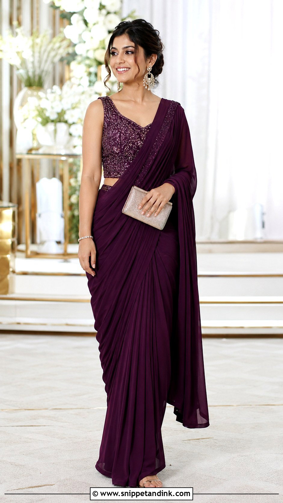 Pre Draped Indian Bridesmaid Saree - Snippet and Ink - 20 Indian Bridemates Dress Ideas