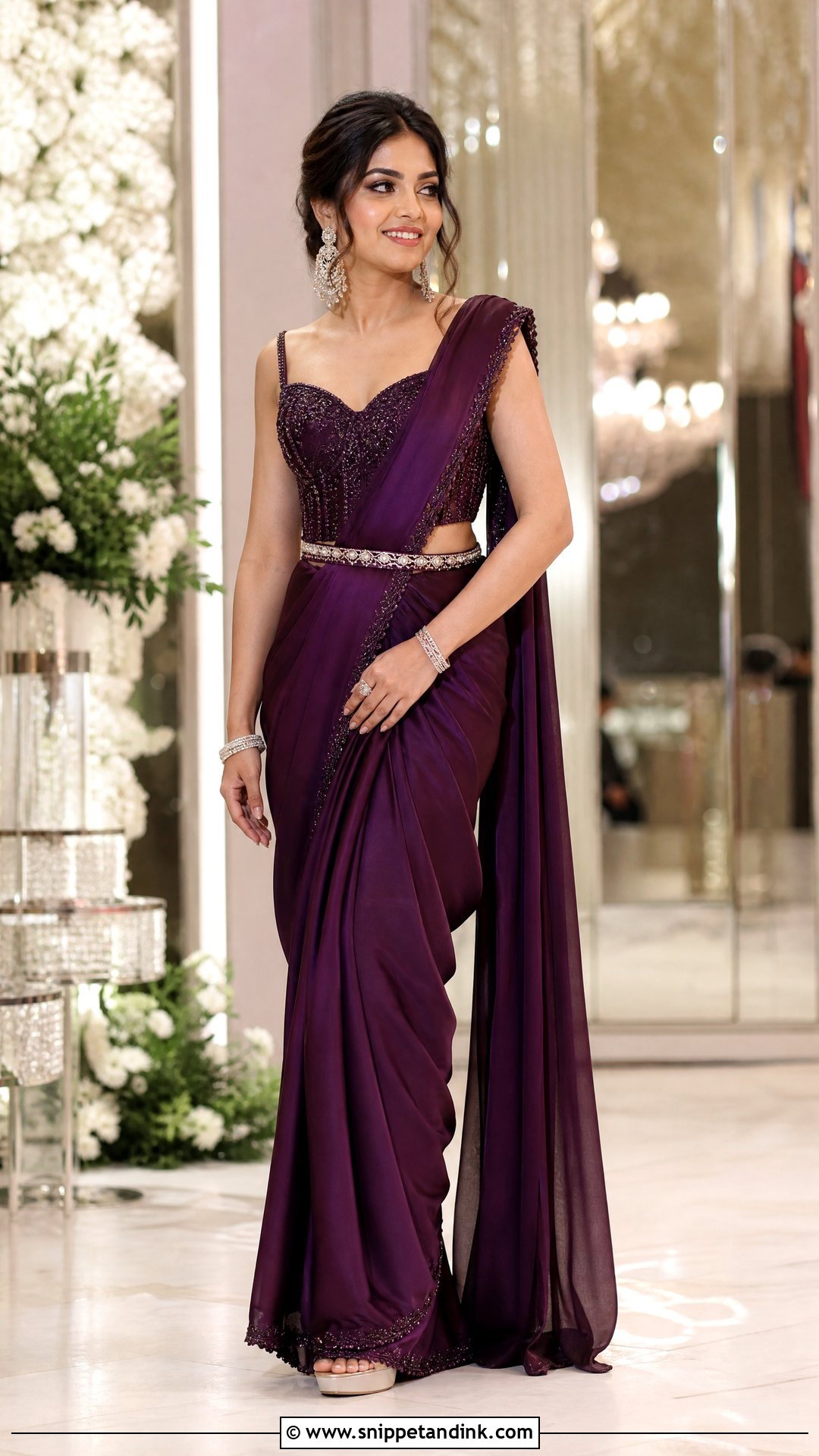 Pre Draped Sangeet Saree - Snippet and Ink - 20 Sangeet Outfit Ideas for Bride