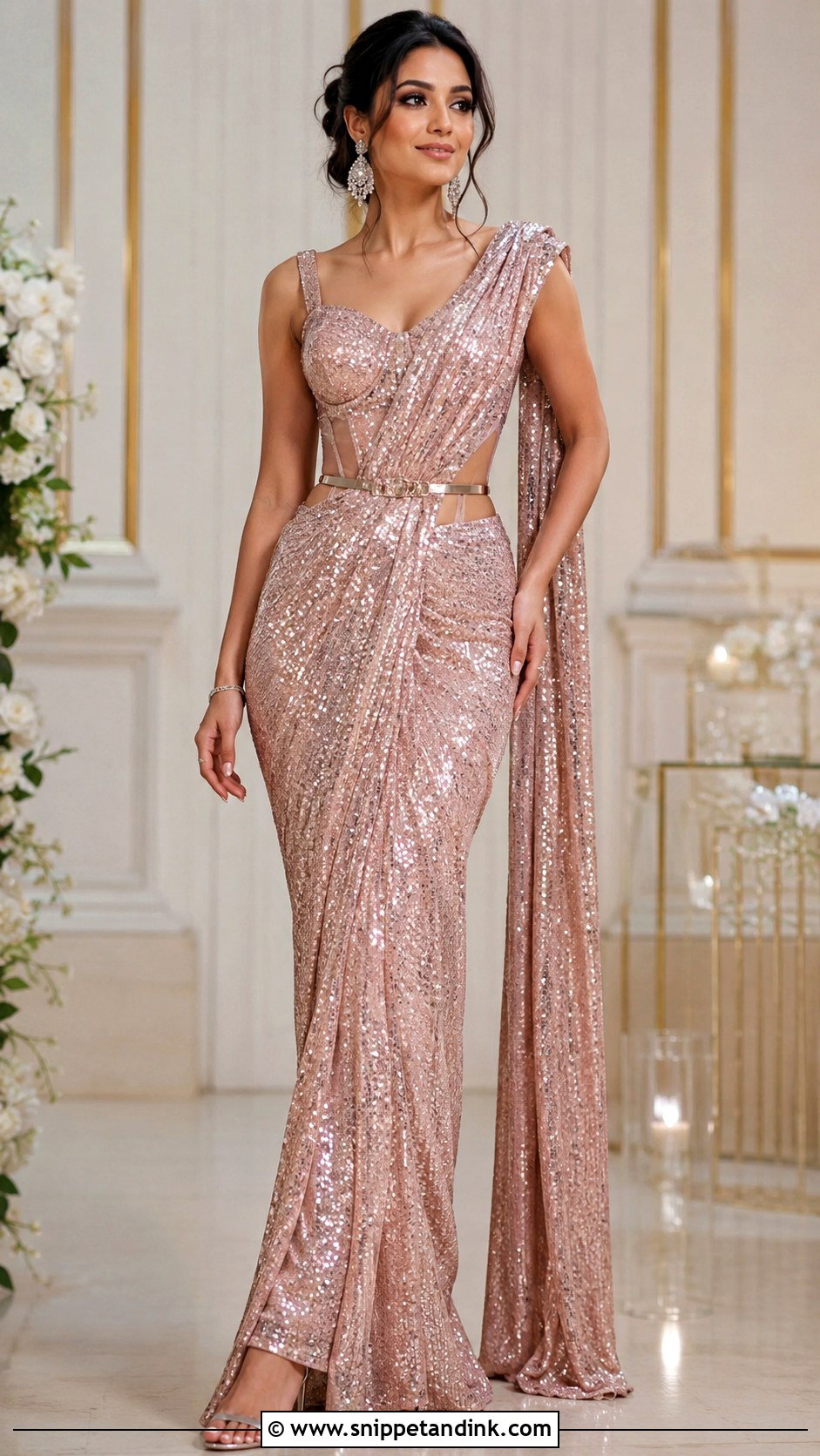Pre Draped Saree For Bride - Snippet and Ink - 25 Sangeet Outfit for Bride Ideas