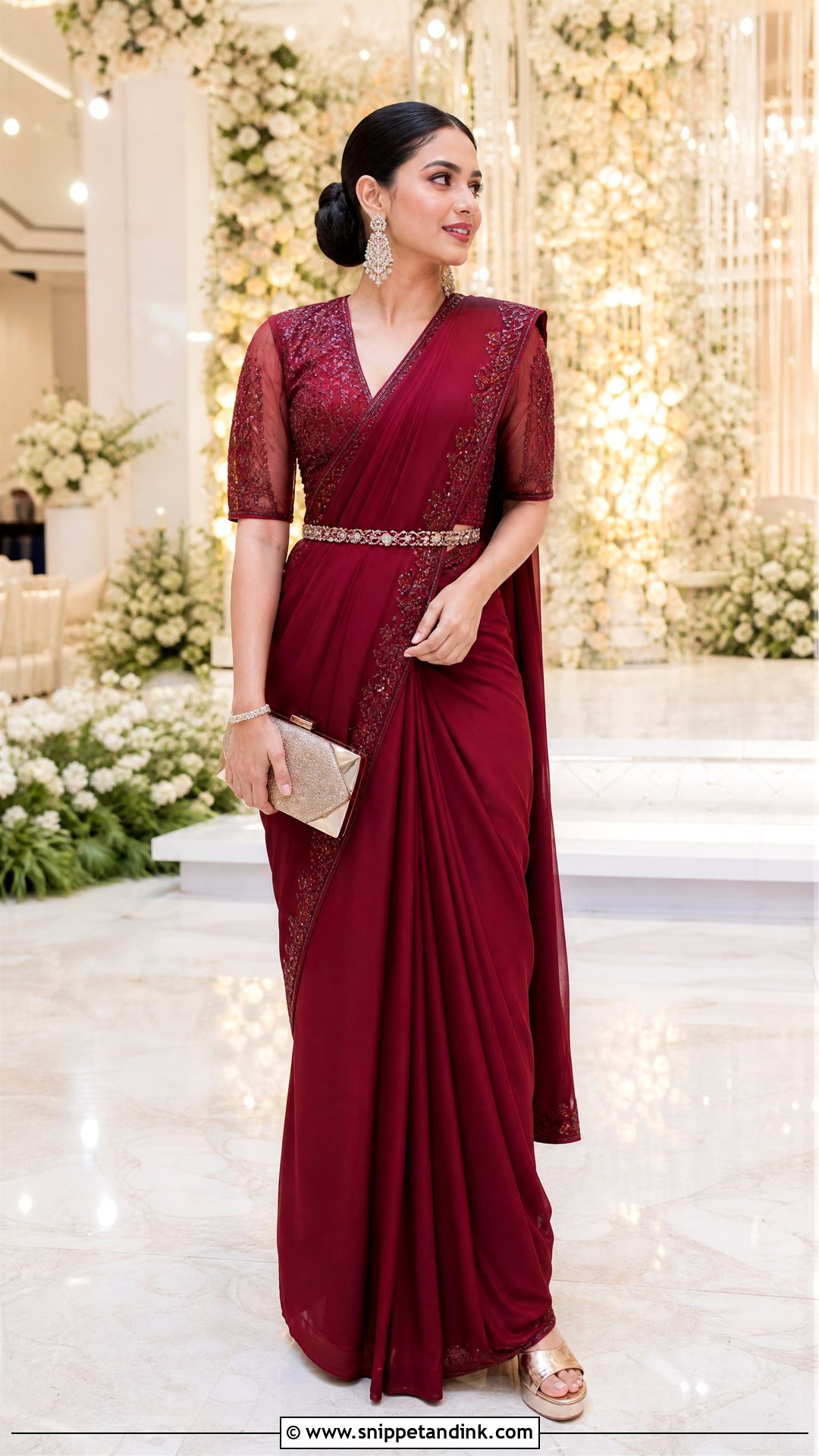 Pre Draped Saree For Hindu Wedding - Snippet and Ink - 20 Hindu Wedding Outfit Ideas