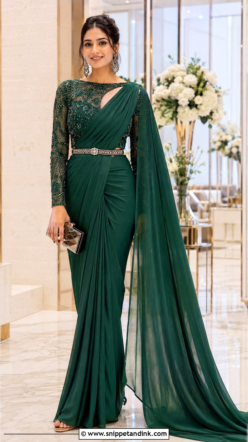 Pre Draped Saree For Reception - Snippet and Ink - 20 Indian Wedding Dress Styles