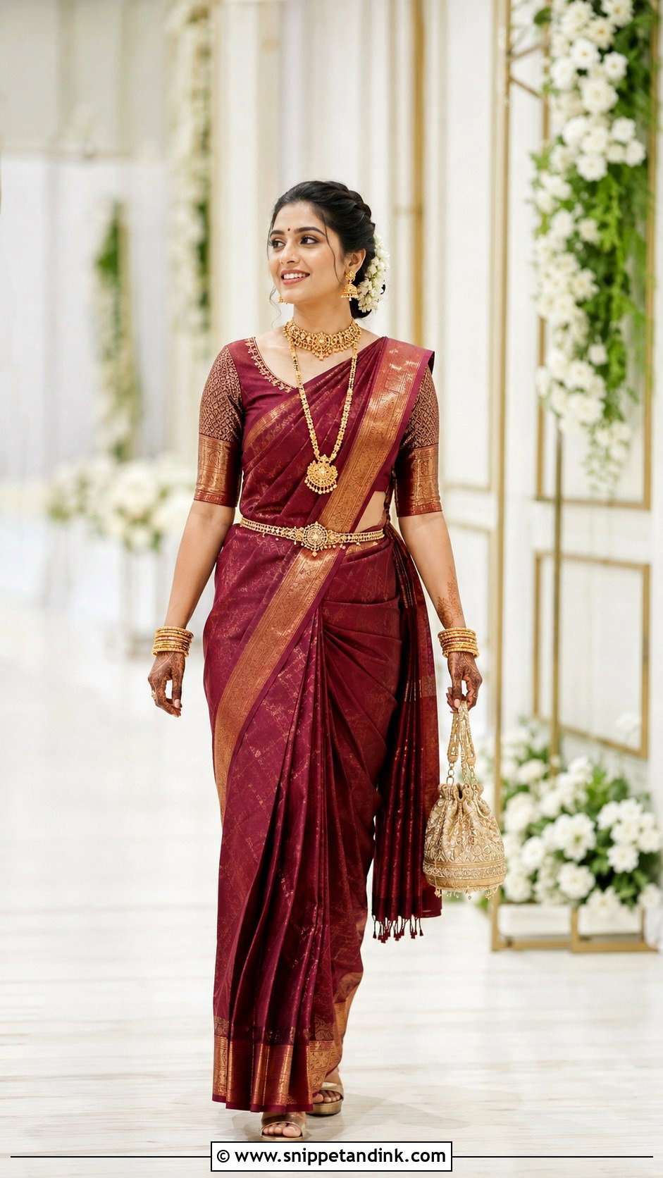 Pre Draped Saree Konkani Bride Look - Snippet and Ink - 20 Konkani Bride Ideas