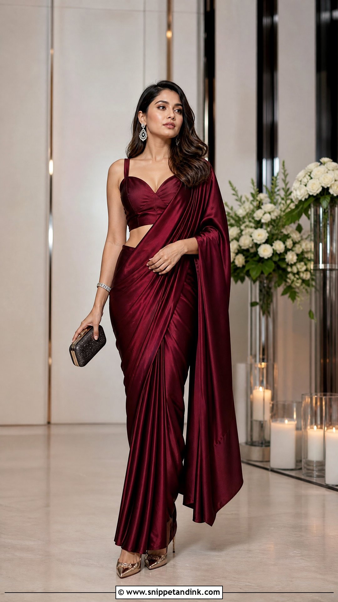 Pre Draped Saree Reception Marriage Function Outfit - Snippet and Ink - 20 Marriage Function Outfit for Women Ideas