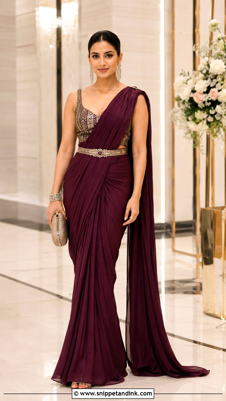 Pre Draped Saree Wedding Dress - Snippet and Ink - 20 Indian Girls Wedding Dresses