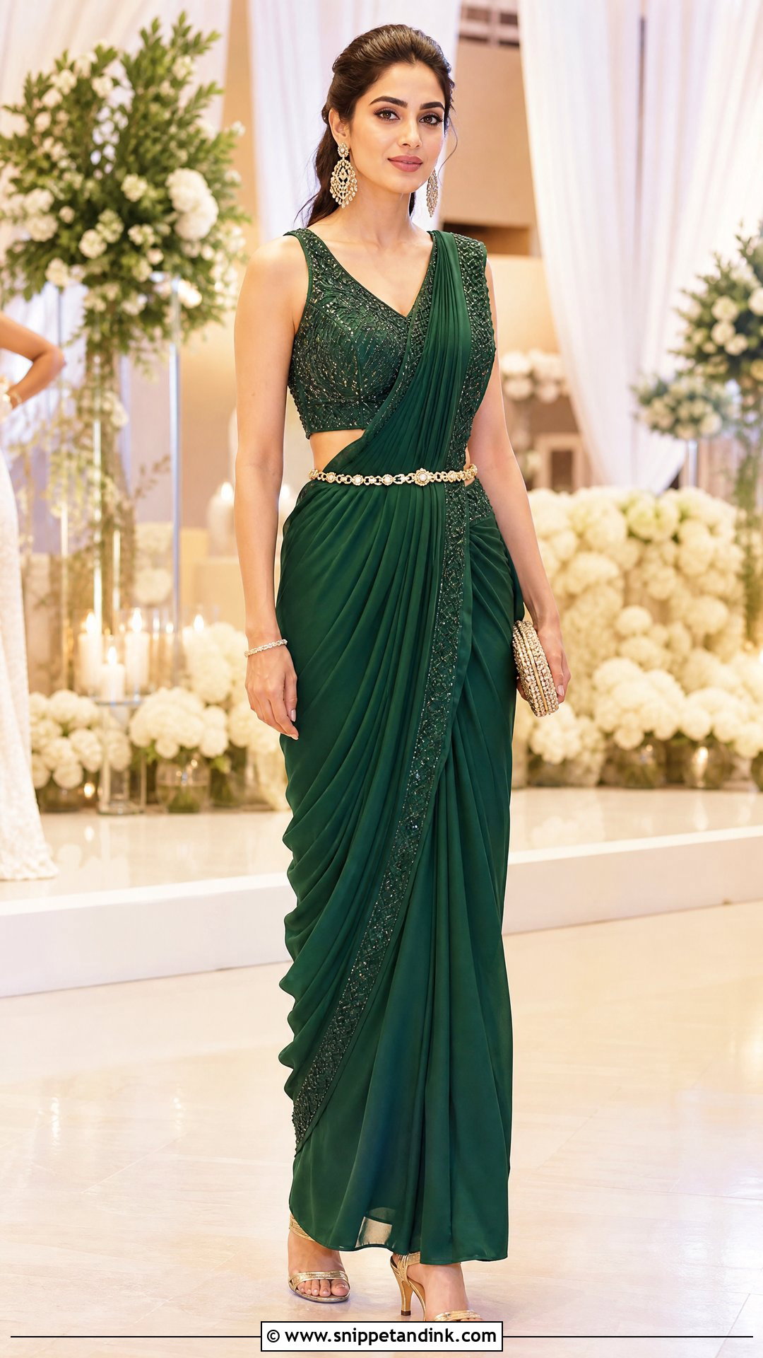 Pre Draped Saree Wedding Look - Snippet and Ink - 25 Traditional Dress for Wedding Ideas