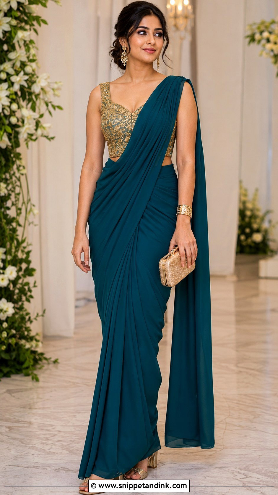Pre Draped Saree Wedding Outfit - Snippet and Ink - 20 Desi Fits for Wedding Ideas