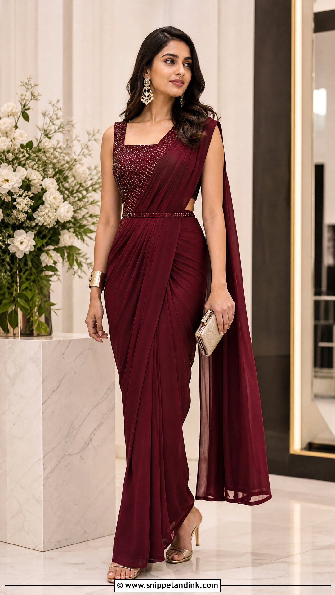 Pre Draped Saree Wedding Outfit - Snippet and Ink - 20 Wedding Outfit for Sister Ideas