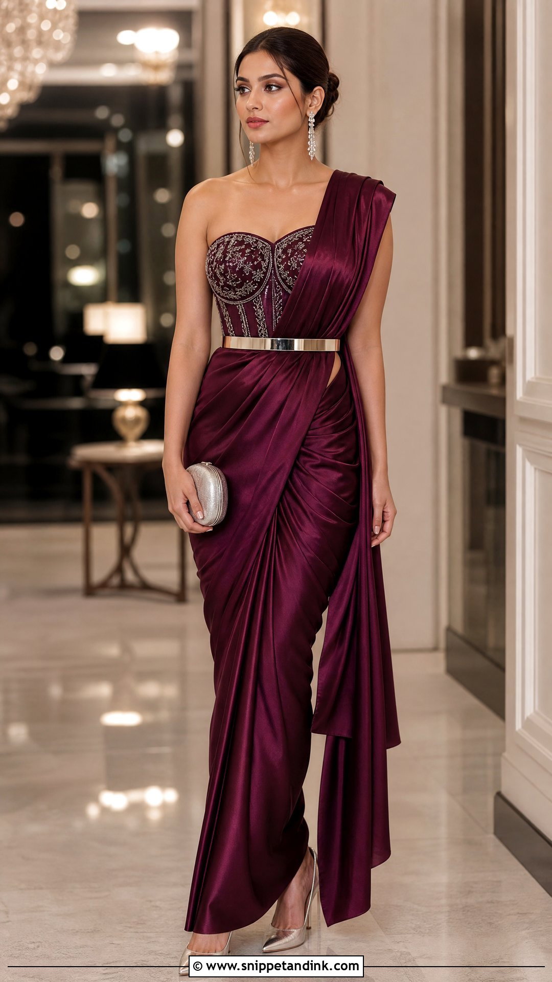 Pre Draped Saree With Corset Blouse - Snippet and Ink - 20 Unique Indian Wedding Outfits