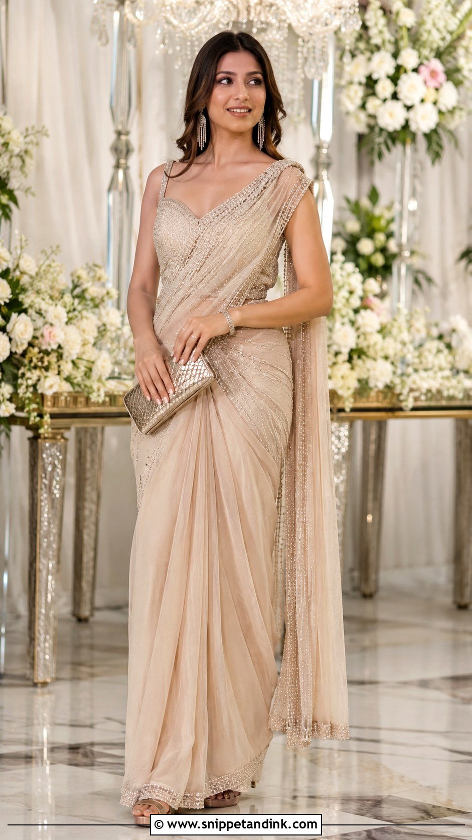 Pre Draped Saree for Brothers Reception - Snippet and Ink - 20 Brothers Marriage Outfit for Sister Ideas
