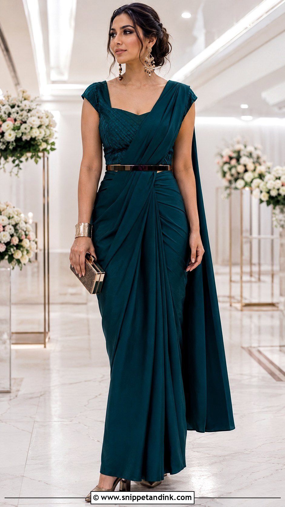Pre Draped Saree for Indian Wedding Reception - Snippet and Ink - 20 Indian Wedding Dress for Women Ideas