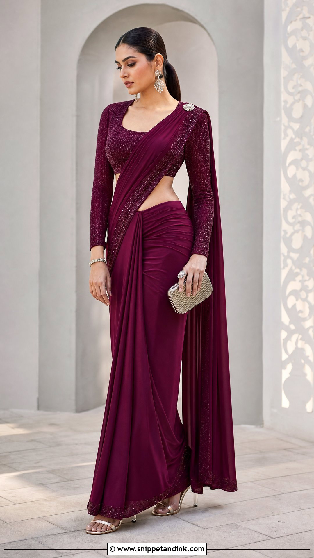 Pre Draped Saree for Marriage Function - Snippet and Ink - 20 Outfit Ideas for Marriage Function