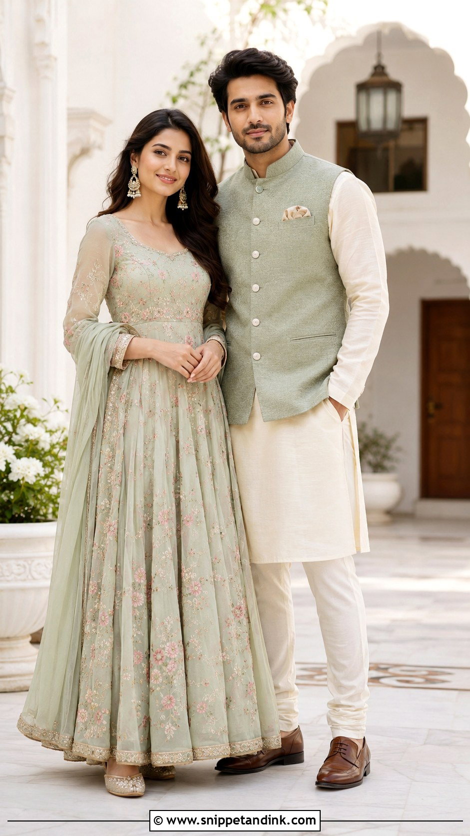 Pre Wedding Anarkali And Nehru Jacket - Snippet and Ink - 25 Pre Wedding Dress Ideas for Couple