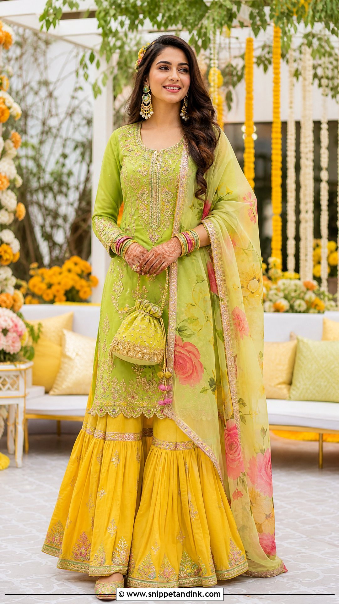 Pre Wedding Mehndi Sharara Outfit - Snippet and Ink - 20 Pre Wedding Outfits Ideas