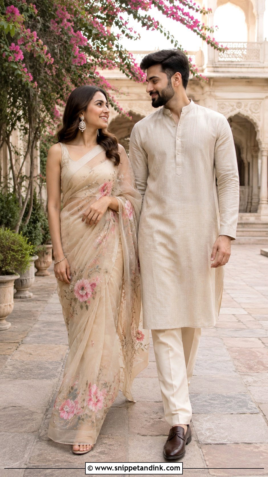 Pre Wedding Saree And Kurta - Snippet and Ink - 25 Pre Wedding Dress Ideas for Couple