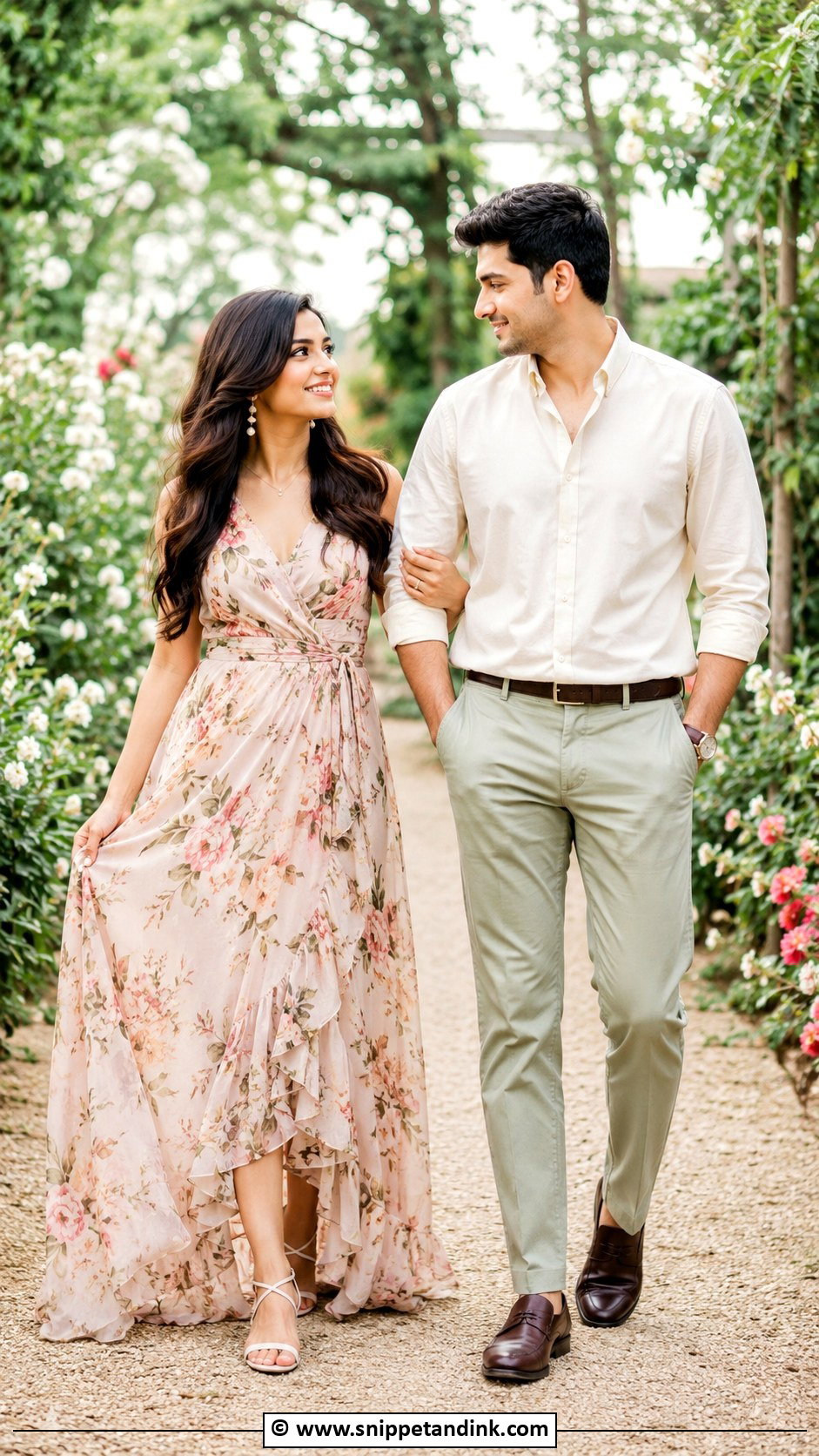 Pre Wedding Shoot Floral Maxi Dress Outfit - Snippet and Ink - 30 Pre Wedding Shoot Outfit Ideas