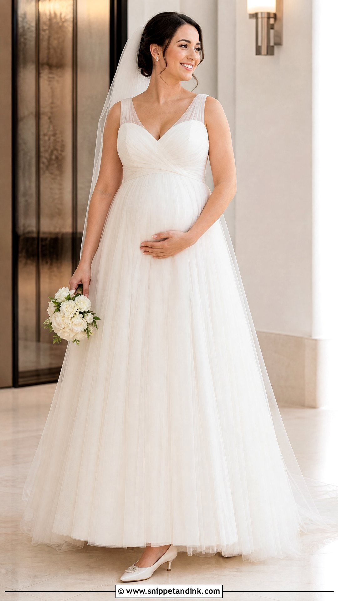 Pregnant Bride A Line Wedding Dress - Snippet and Ink - 20 Pregnant Brides Ideas