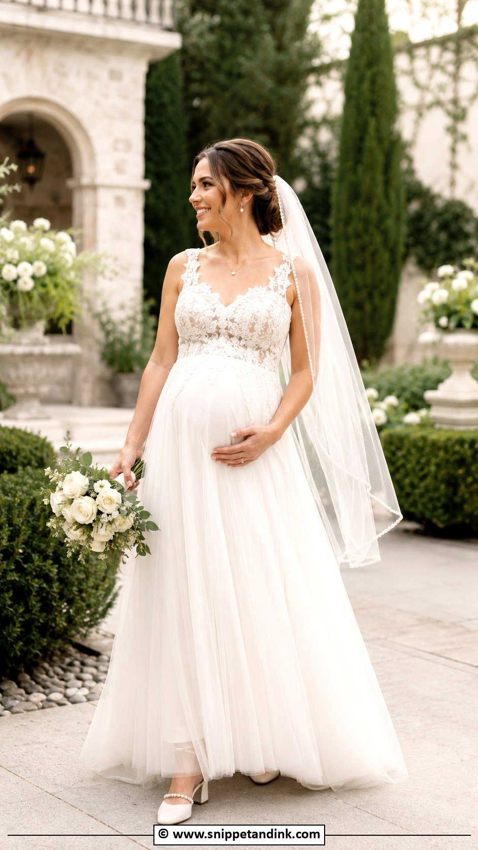 Pregnant Bride A Line Wedding Dress - Snippet and Ink - 30 Pregnant Bride Ideas