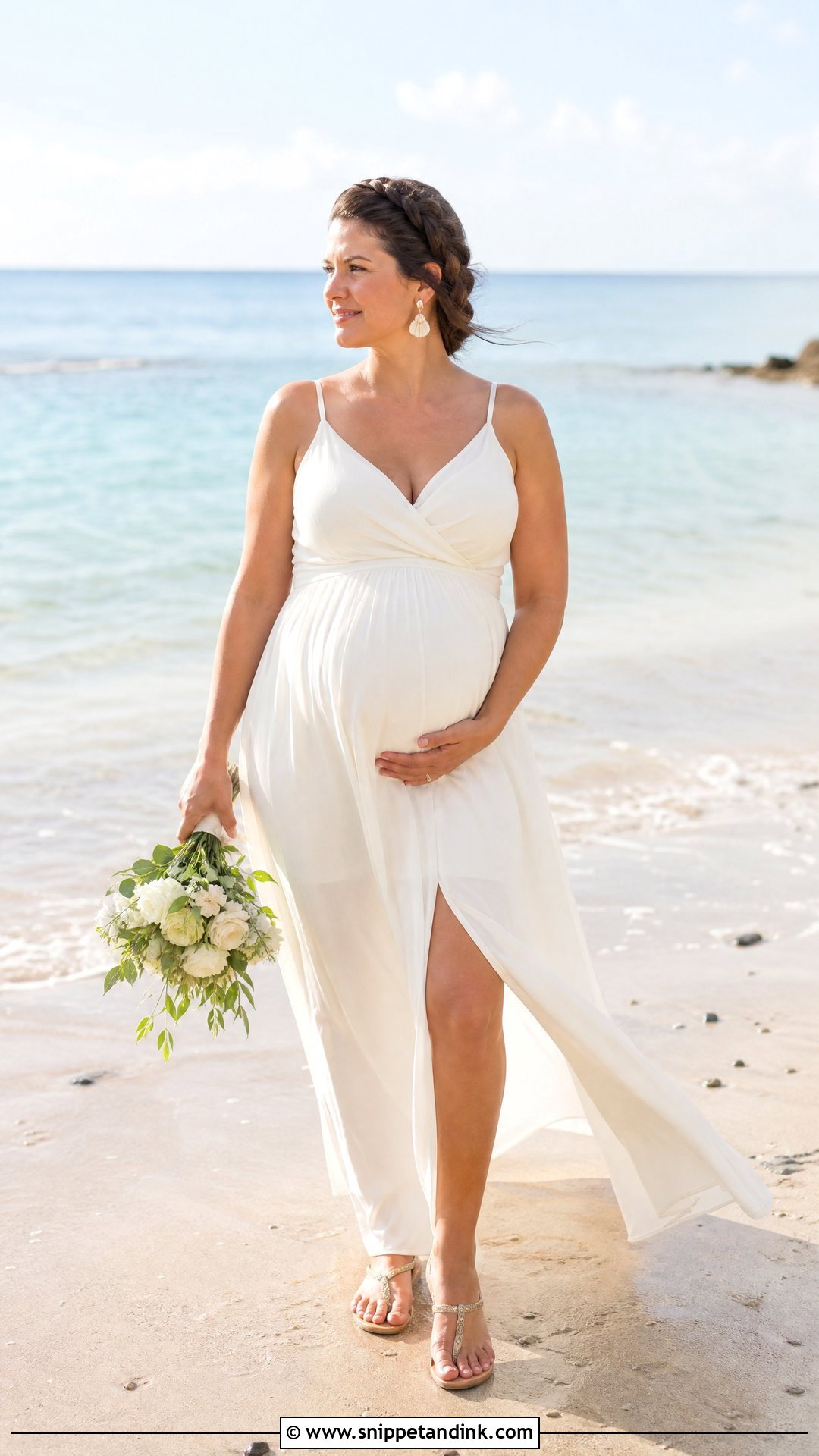 Pregnant Bride Beach Maxi Dress - Snippet and Ink - 20 Pregnant Brides Ideas