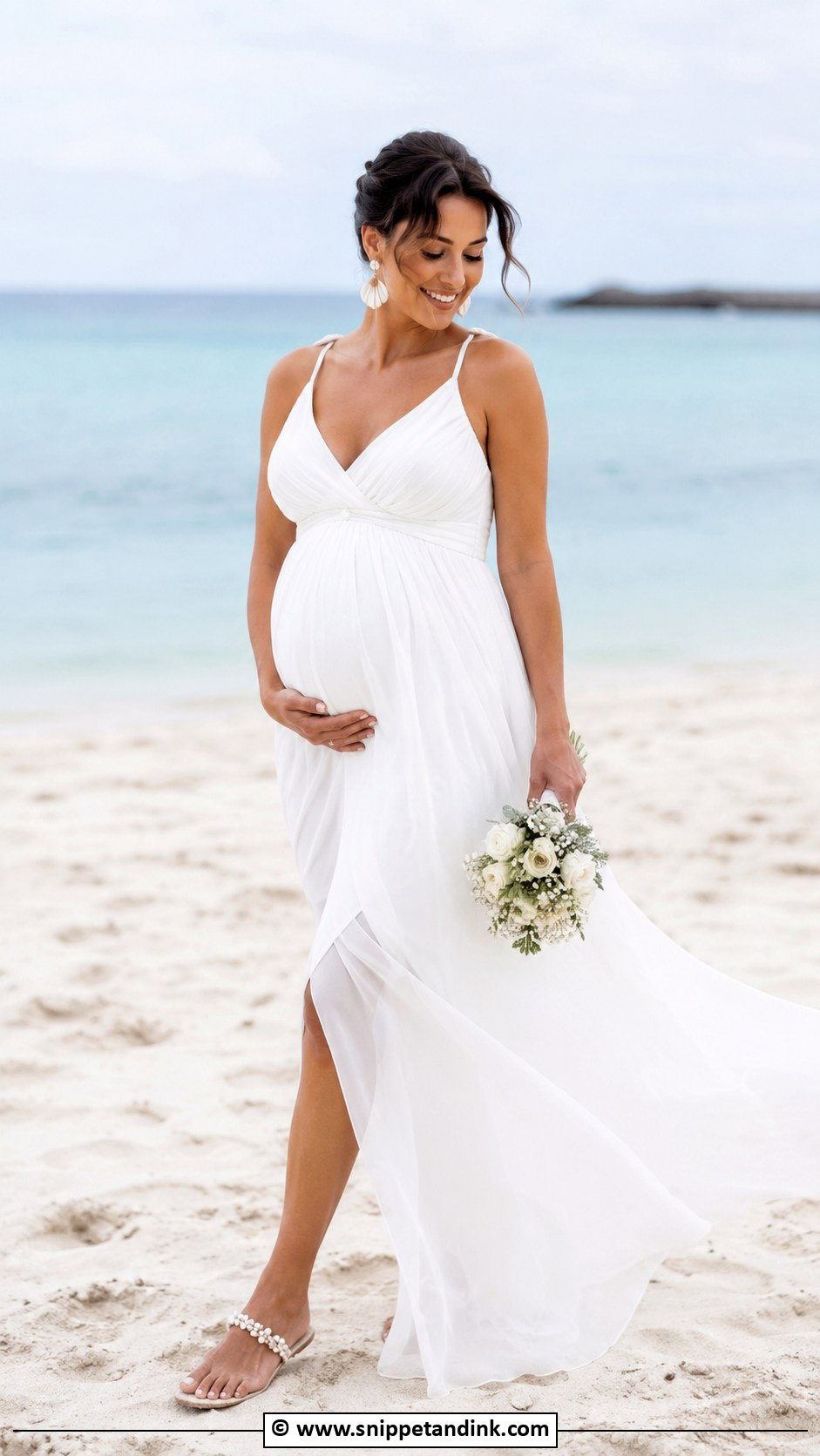 Pregnant Bride Beach Wedding Dress - Snippet and Ink - 30 Pregnant Bride Ideas