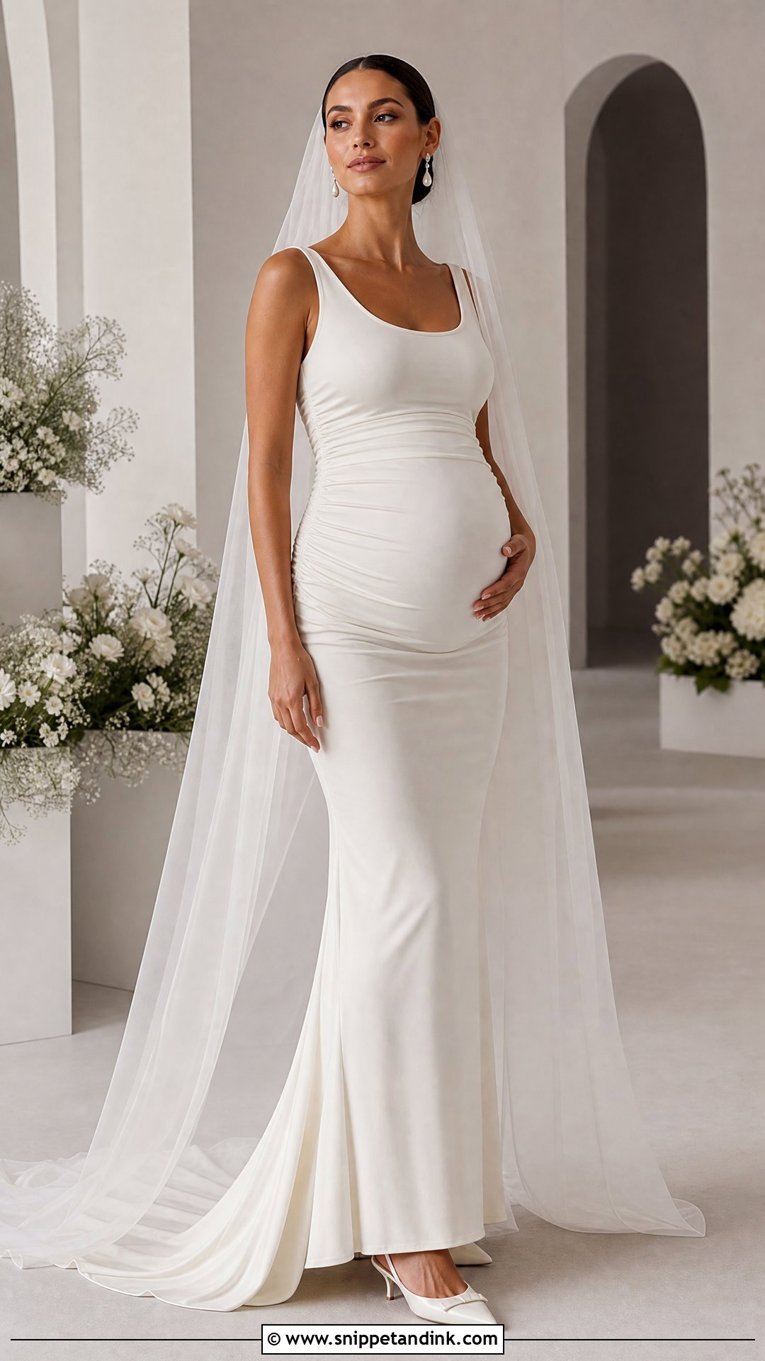 Pregnant Bride Fitted Jersey Wedding Dress - Snippet and Ink - 20 Pregnant Brides Ideas