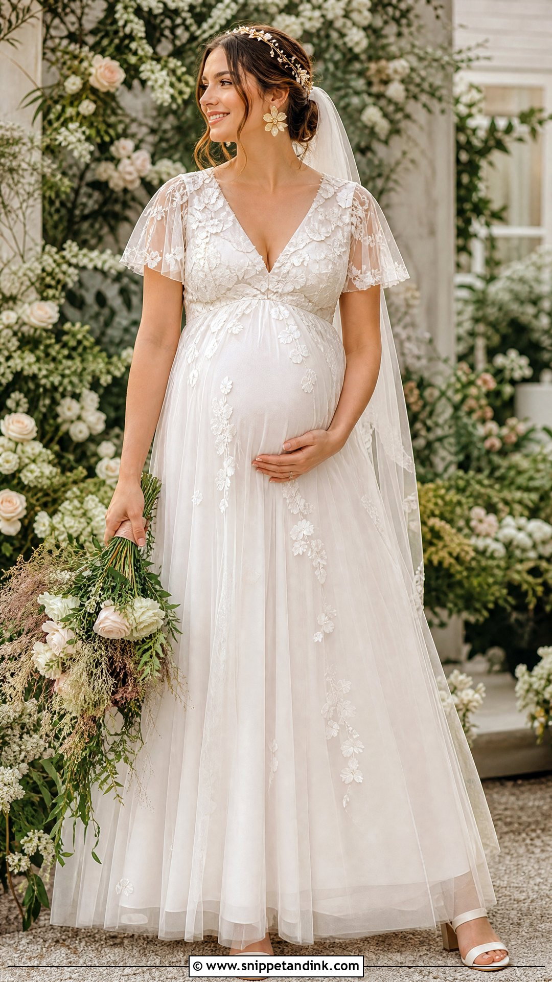 Pregnant Bride Garden Wedding Dress - Snippet and Ink - 20 Pregnant Brides Ideas
