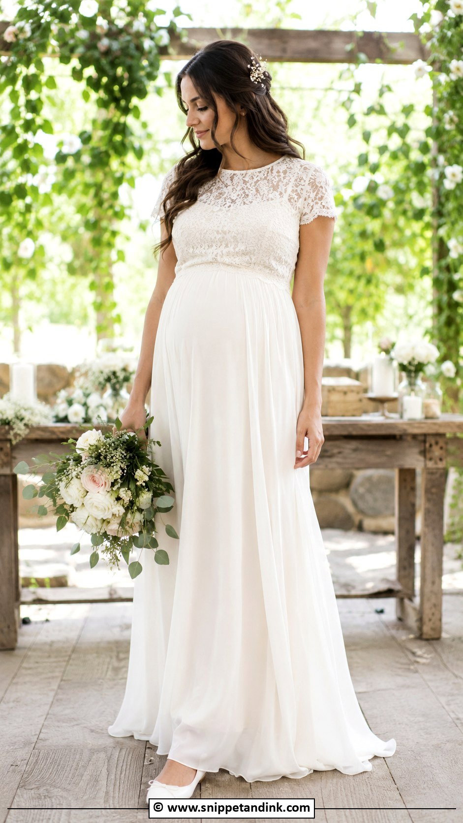 Pregnant Bride Lace Top And Skirt - Snippet and Ink - 30 Pregnant Bride Ideas