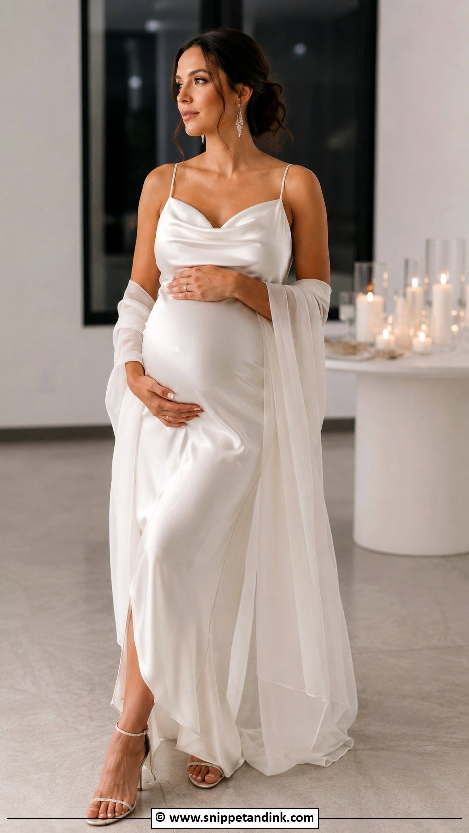 Pregnant Bride Satin Slip Dress - Snippet and Ink - 30 Pregnant Bride Ideas