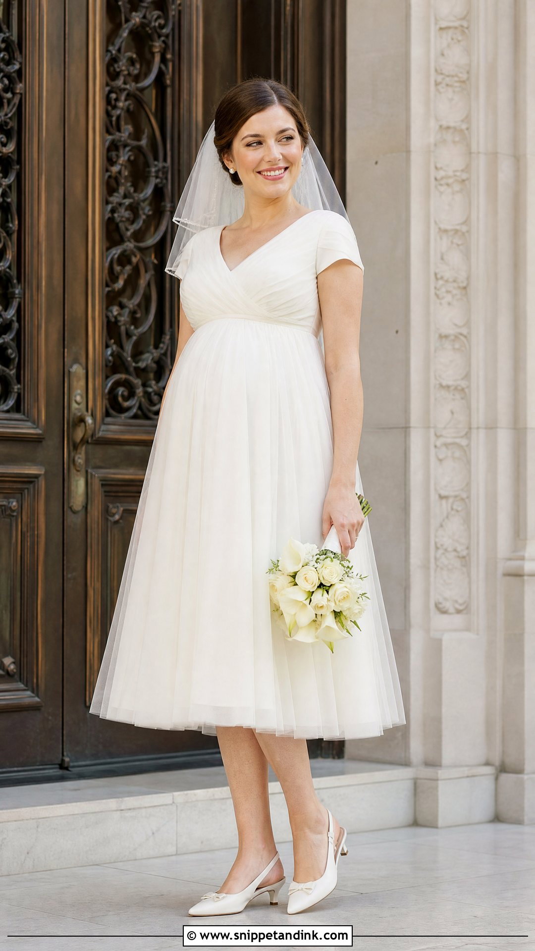 Pregnant Bride Tea Length Wedding Dress - Snippet and Ink - 20 Pregnant Brides Ideas