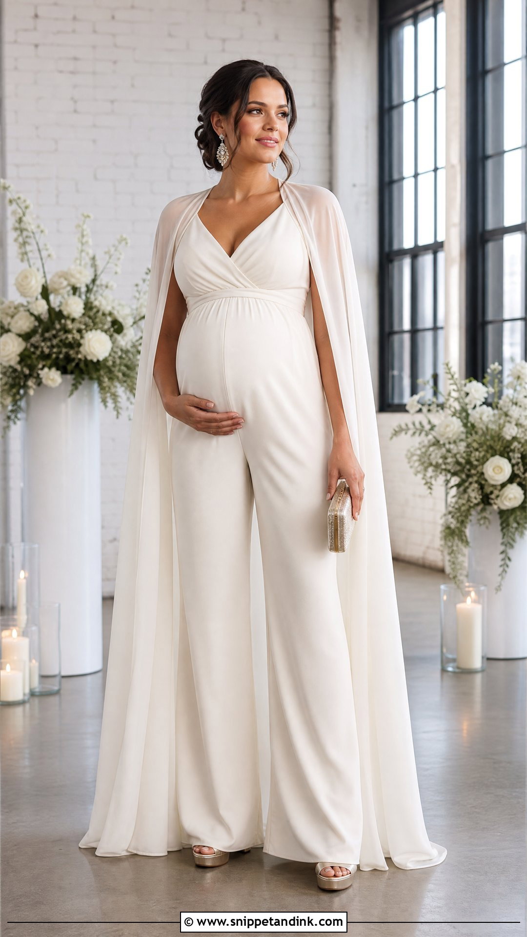 Pregnant Bride Wide Leg Jumpsuit - Snippet and Ink - 20 Pregnant Brides Ideas