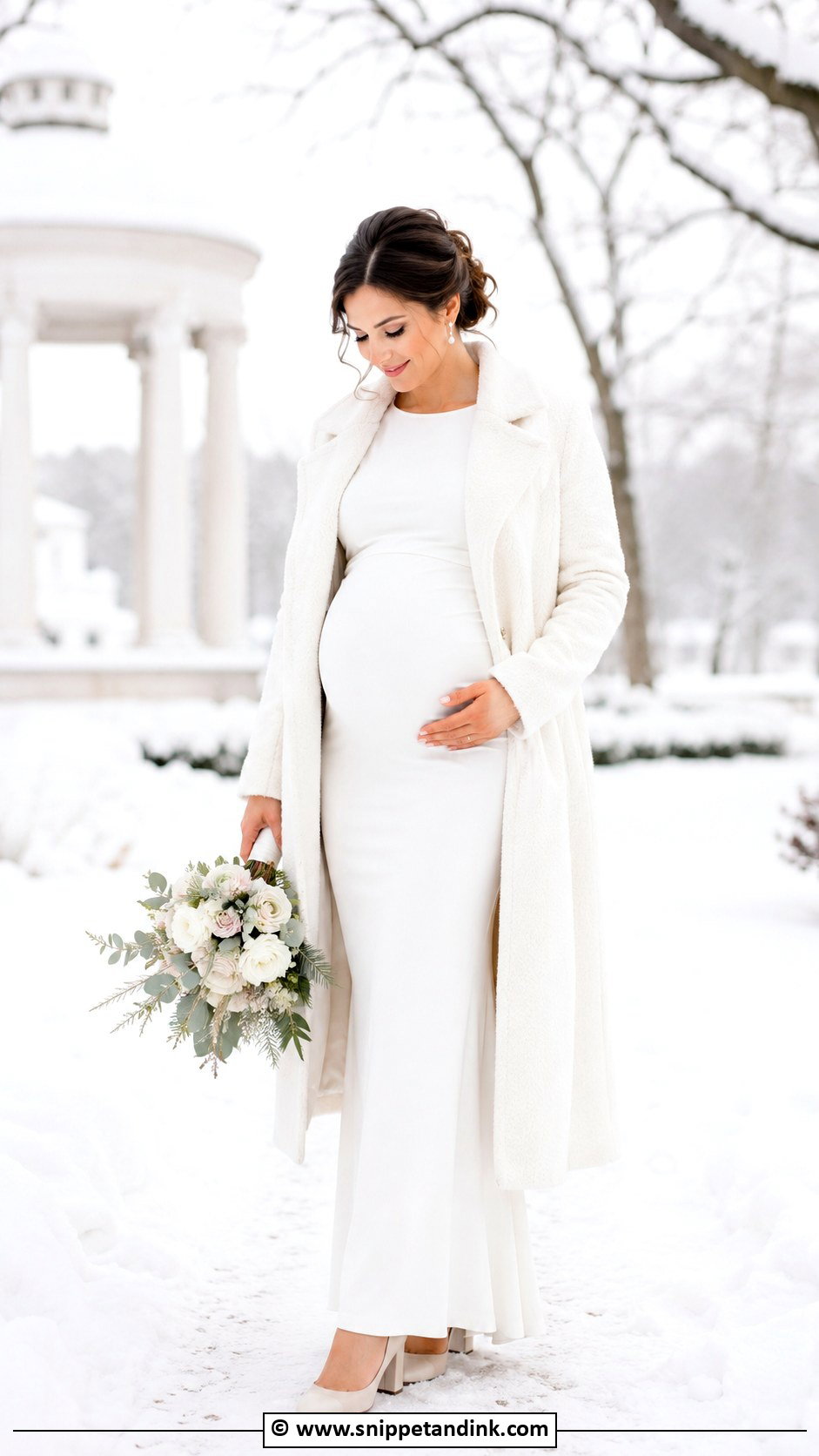 Pregnant Bride Winter Wedding Dress - Snippet and Ink - 30 Pregnant Bride Ideas