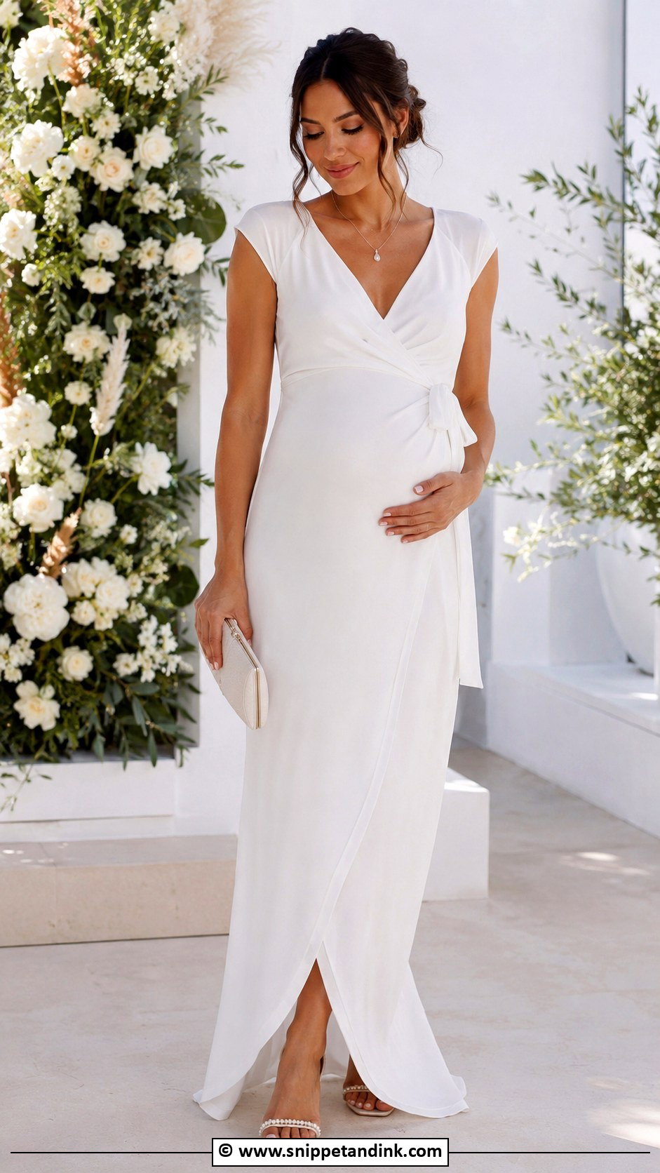 Pregnant Bride Wrap Wedding Dress - Snippet and Ink - 30 Pregnant Bride Ideas