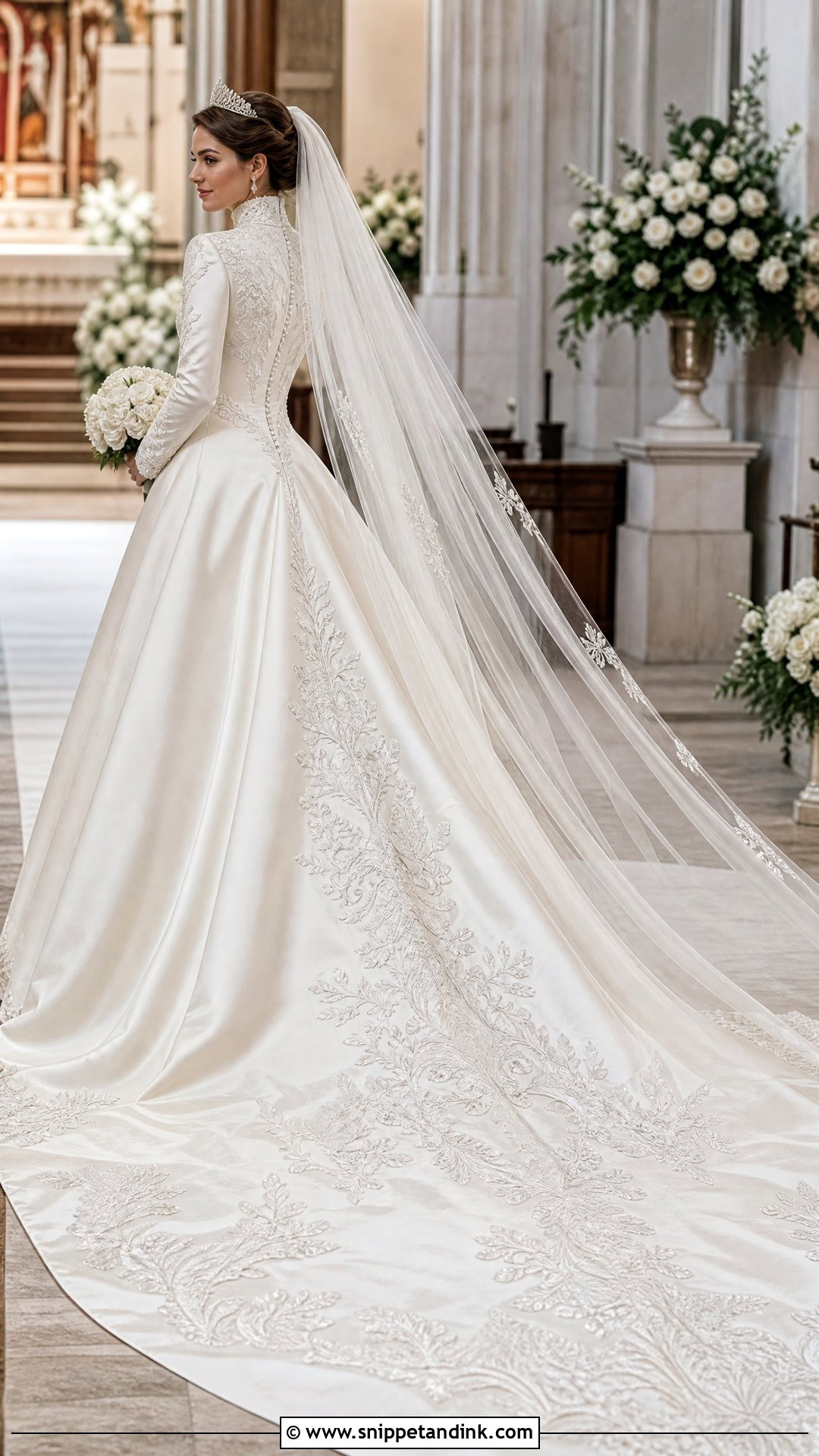 Princess Anne Cathedral Train Wedding Dress - Snippet and Ink - 20 Princess Anne Wedding Dress Ideas