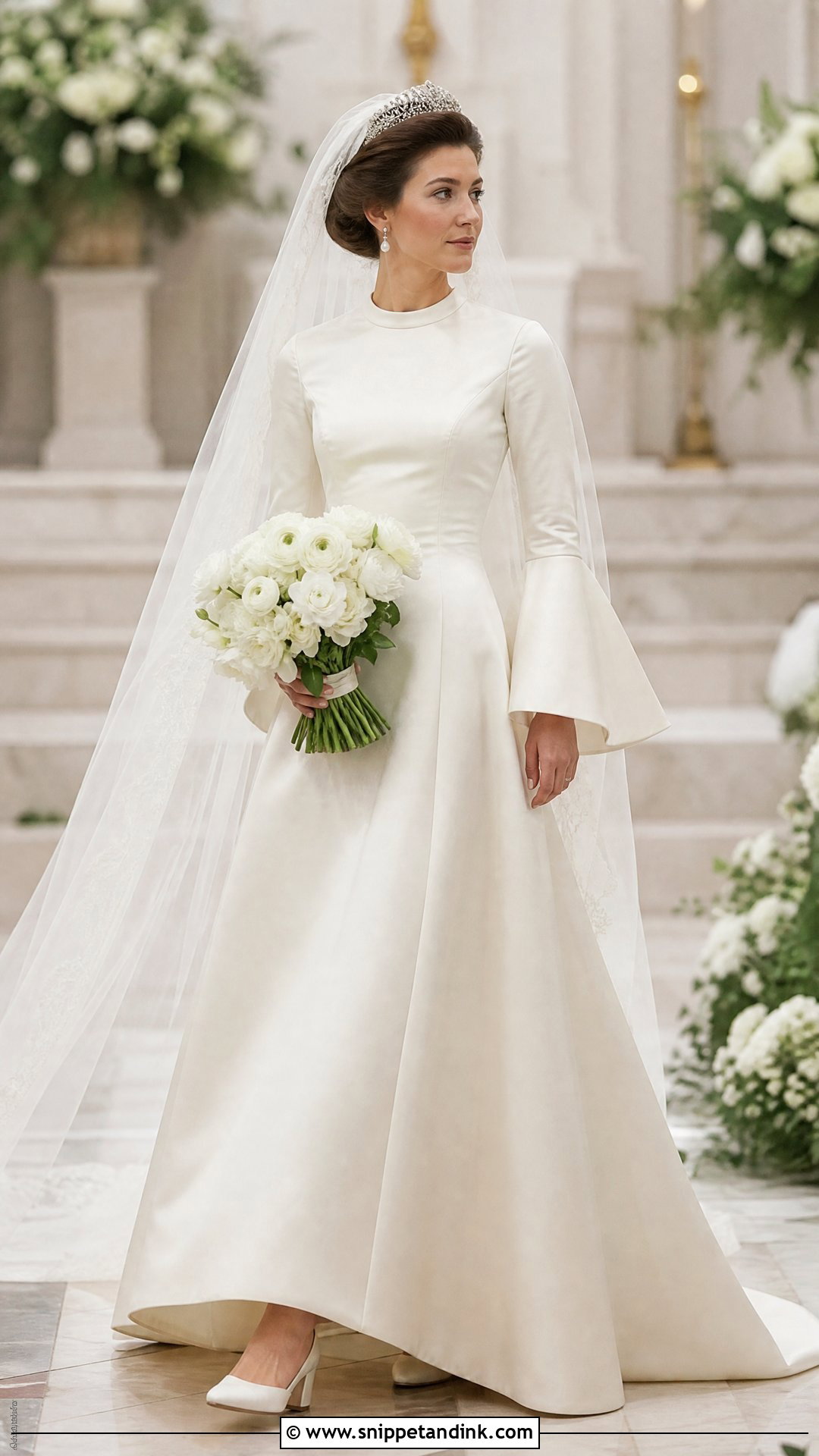 Princess Anne Trumpet Sleeve Wedding Dress - Snippet and Ink - 20 Princess Anne Wedding Dress Ideas