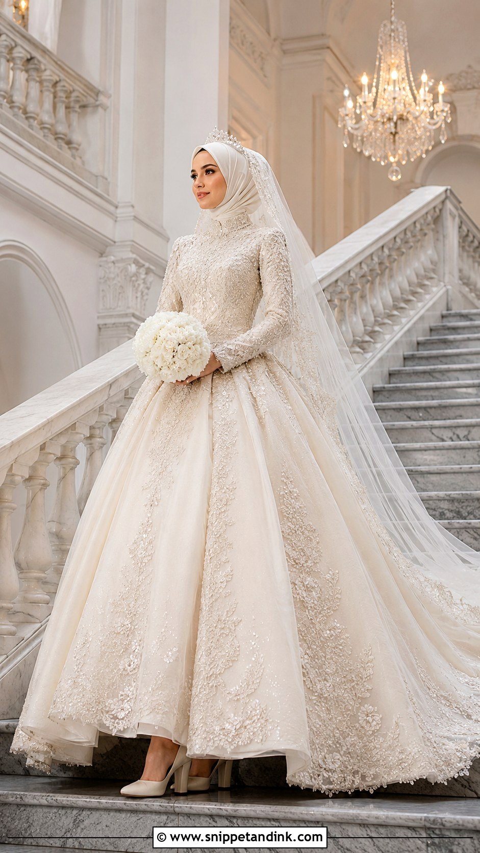 Princess Ball Gown Hijabi Bride Dress - Snippet and Ink - 20 Hijabi Bride Dress Ideas