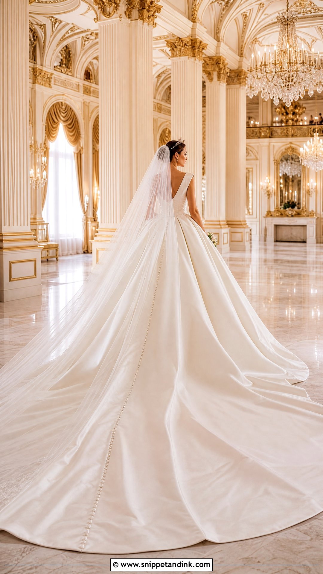 Princess Ball Gown Wedding Dress With Monarch Train - Snippet and Ink - 20 Wedding Dress Train Lengths Ideas