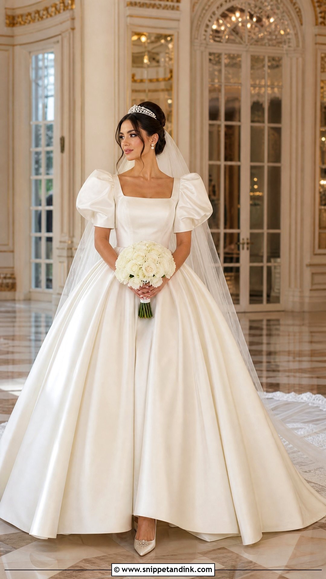 Princess Ball Gown With Puff Sleeves - Snippet and Ink - 20 Vintage Puff Sleeve Wedding Dress Ideas