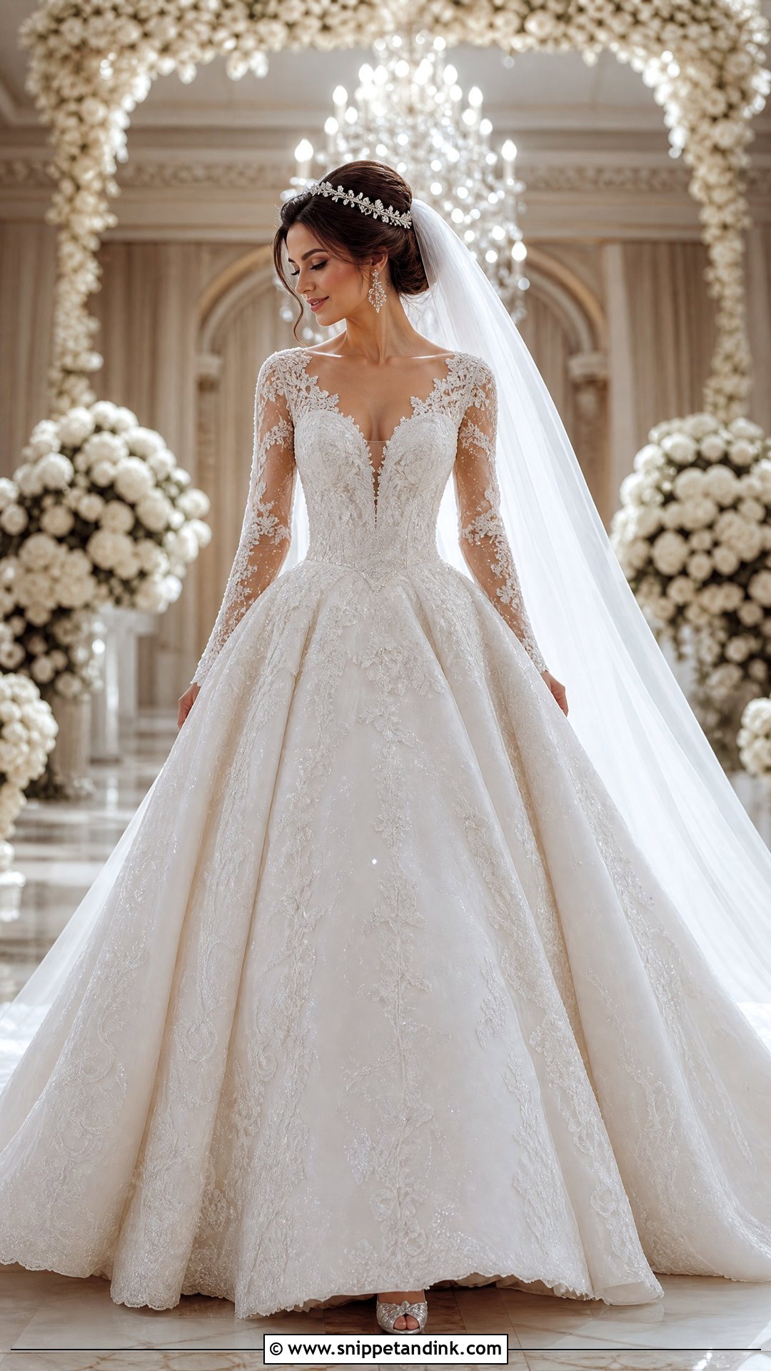 Princess Ballgown Wedding Dress With Sleeves - Snippet and Ink - 25 Ballgown Wedding Dress with Sleeves