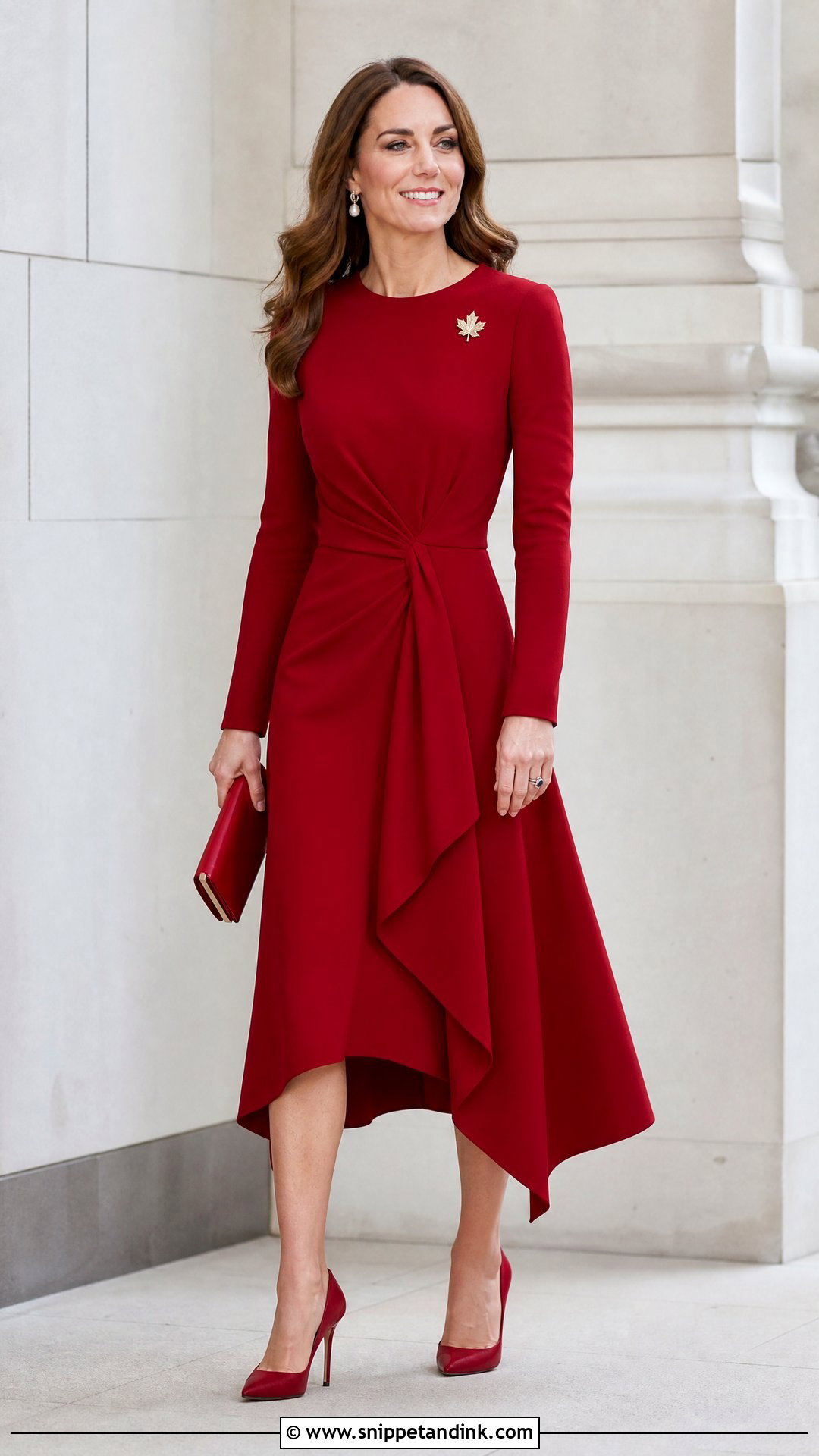 Princess Catherine Red Preen Midi Dress Outfit - Snippet and Ink - 20 Princess Catherine Dresses