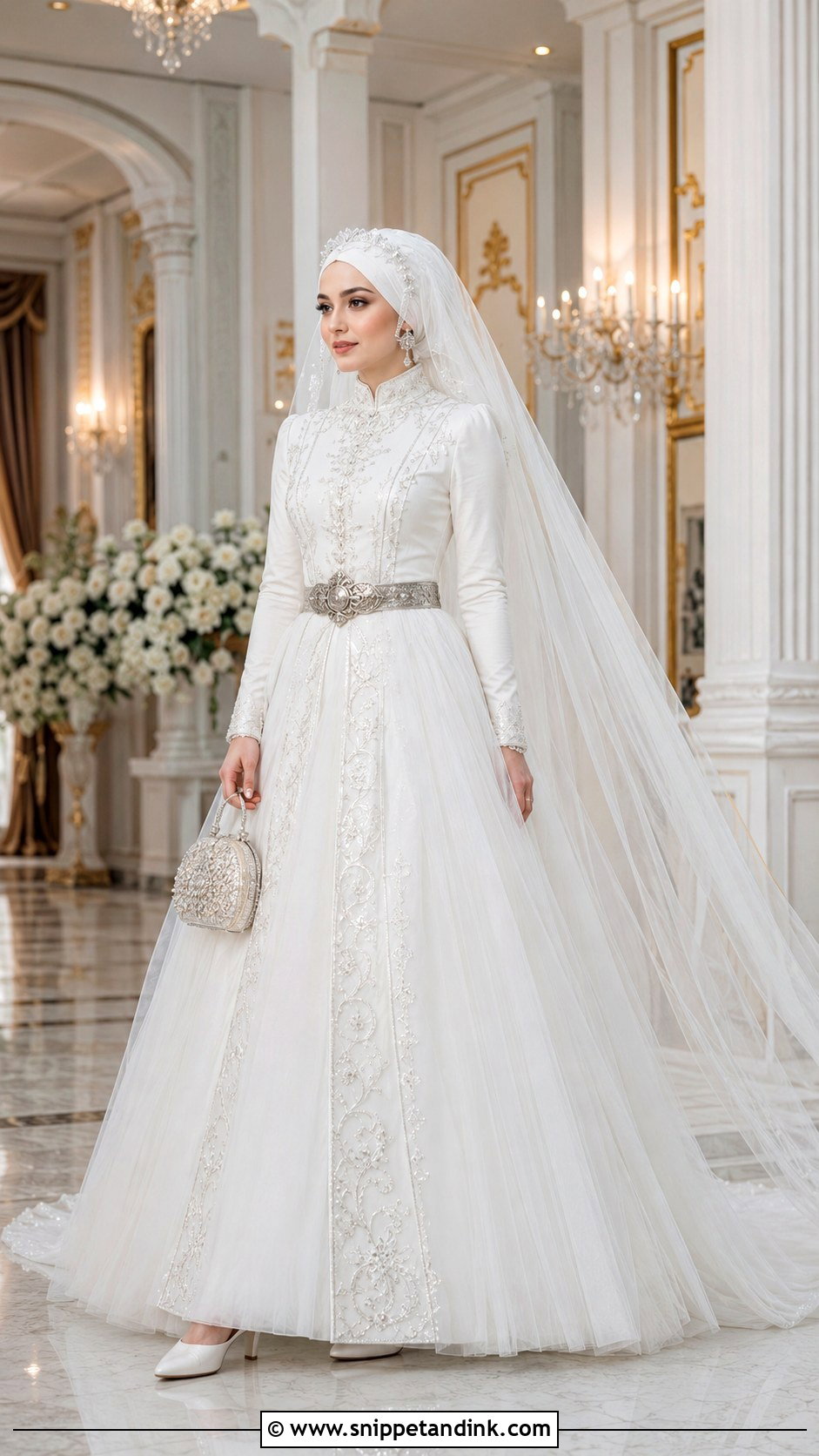 Princess Chechen Wedding Dress With Modest Bodice - Snippet and Ink - 20 Chechen Wedding Dresses