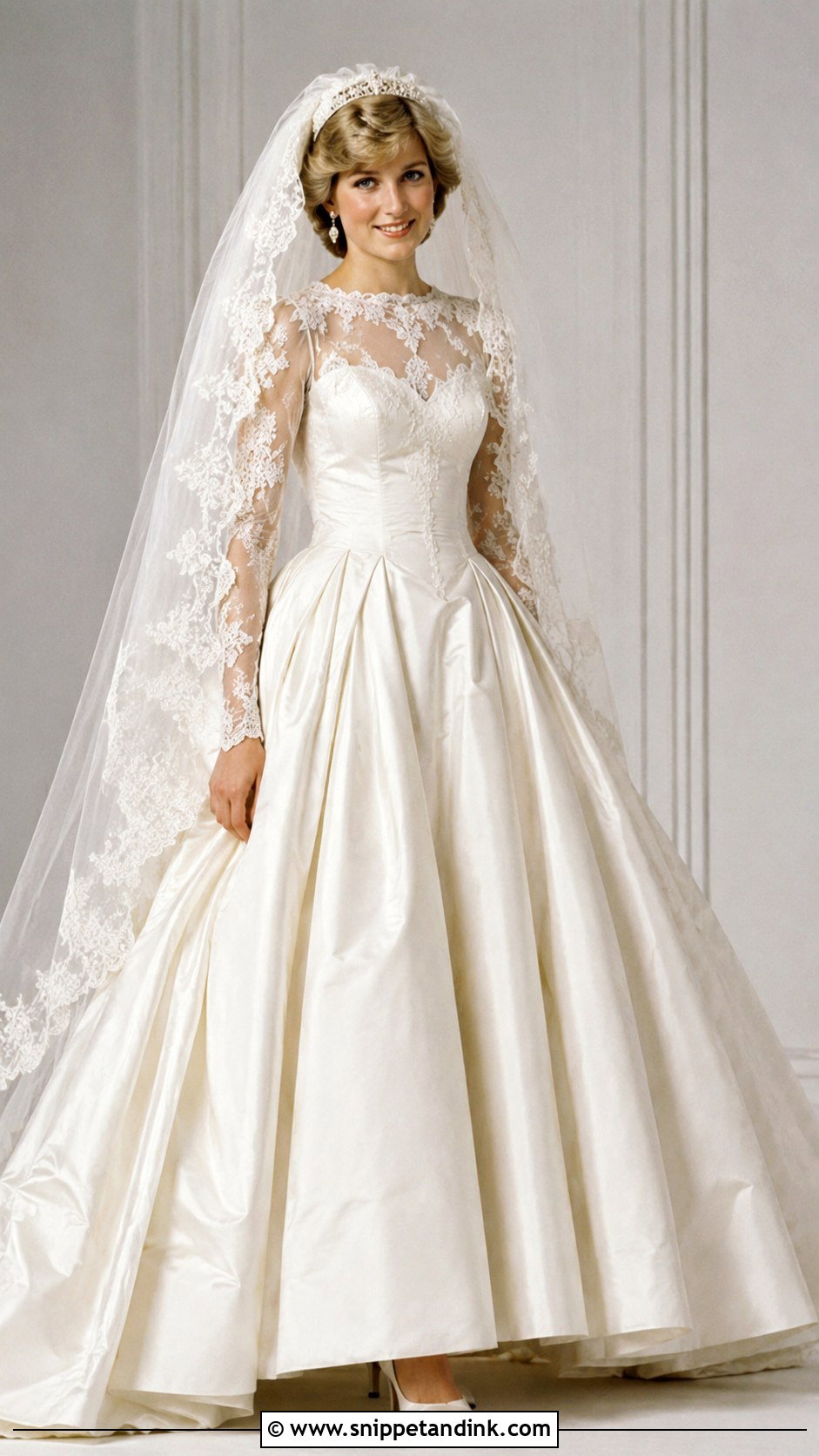 Princess Diana Lace Sleeve Wedding Dress - Snippet and Ink - 30 Princess Diana Wedding Dress Ideas