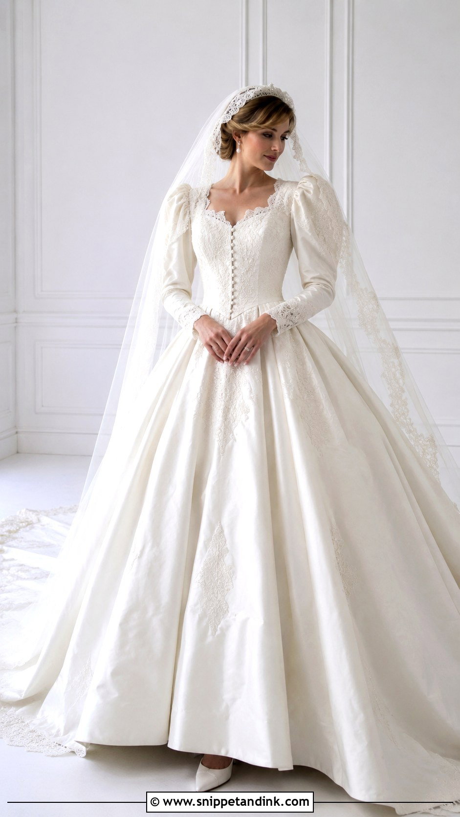 Princess Diana Long Sleeve Wedding Dress - Snippet and Ink - 30 Princess Diana Wedding Dress Ideas