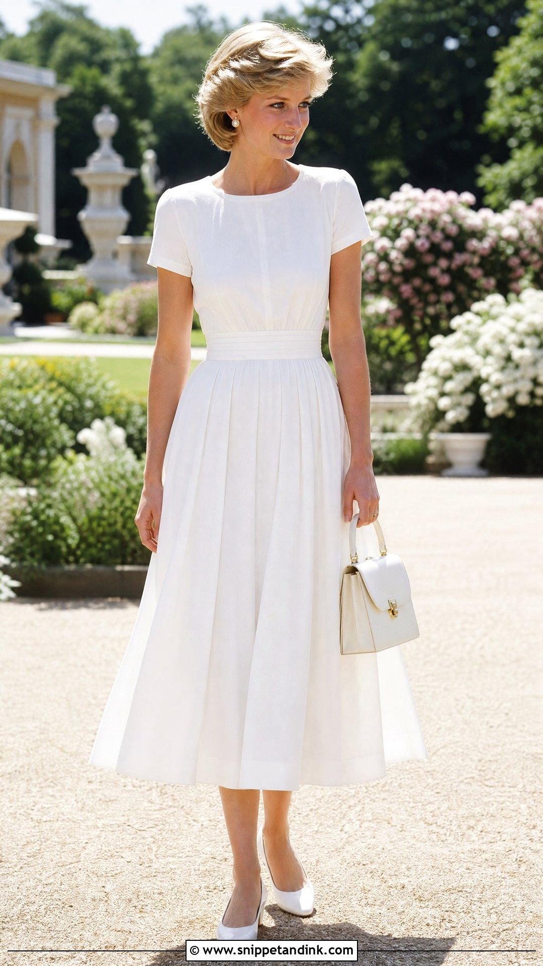 Princess Diana White Cotton Midi Dress - Snippet and Ink - 20 Princess Diana White Dress Ideas