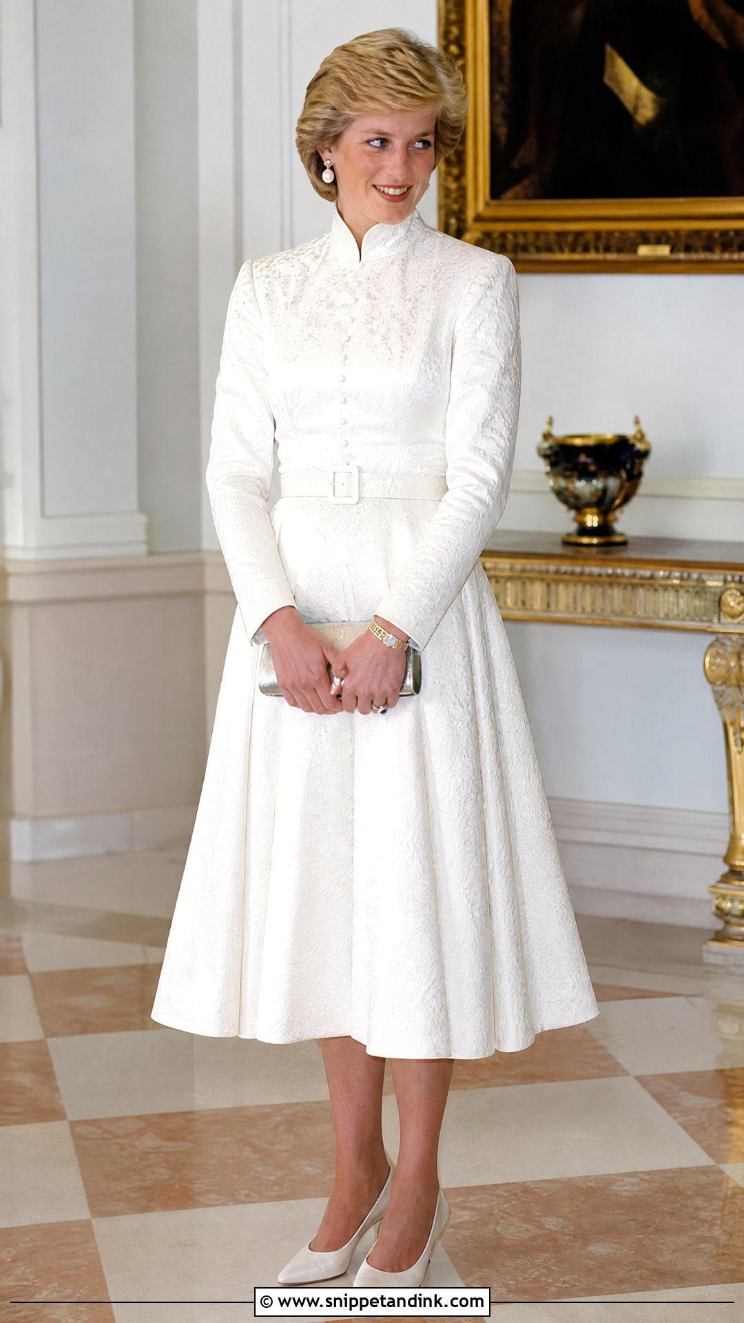 Princess Diana White High Neck Dress - Snippet and Ink - 20 Princess Diana White Dress Ideas
