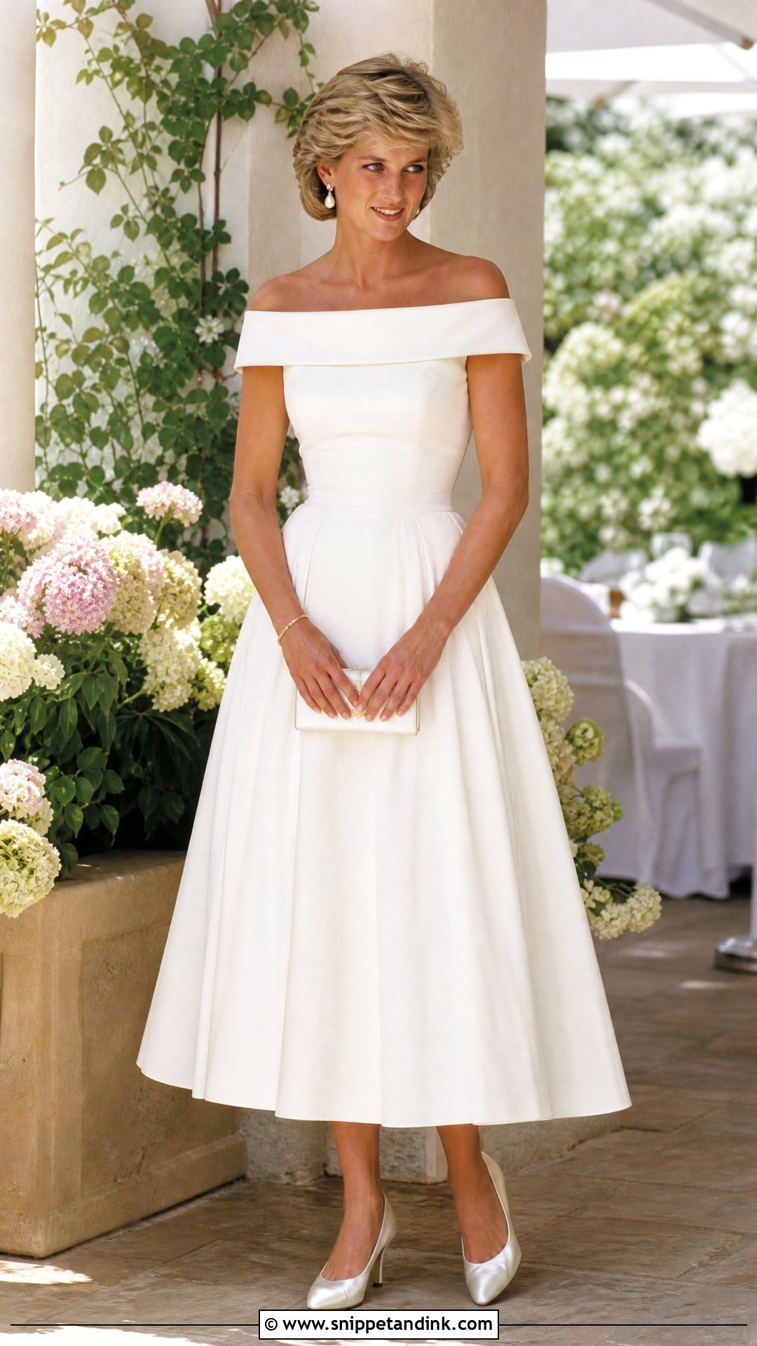 Princess Diana White Off Shoulder Dress - Snippet and Ink - 20 Princess Diana White Dress Ideas