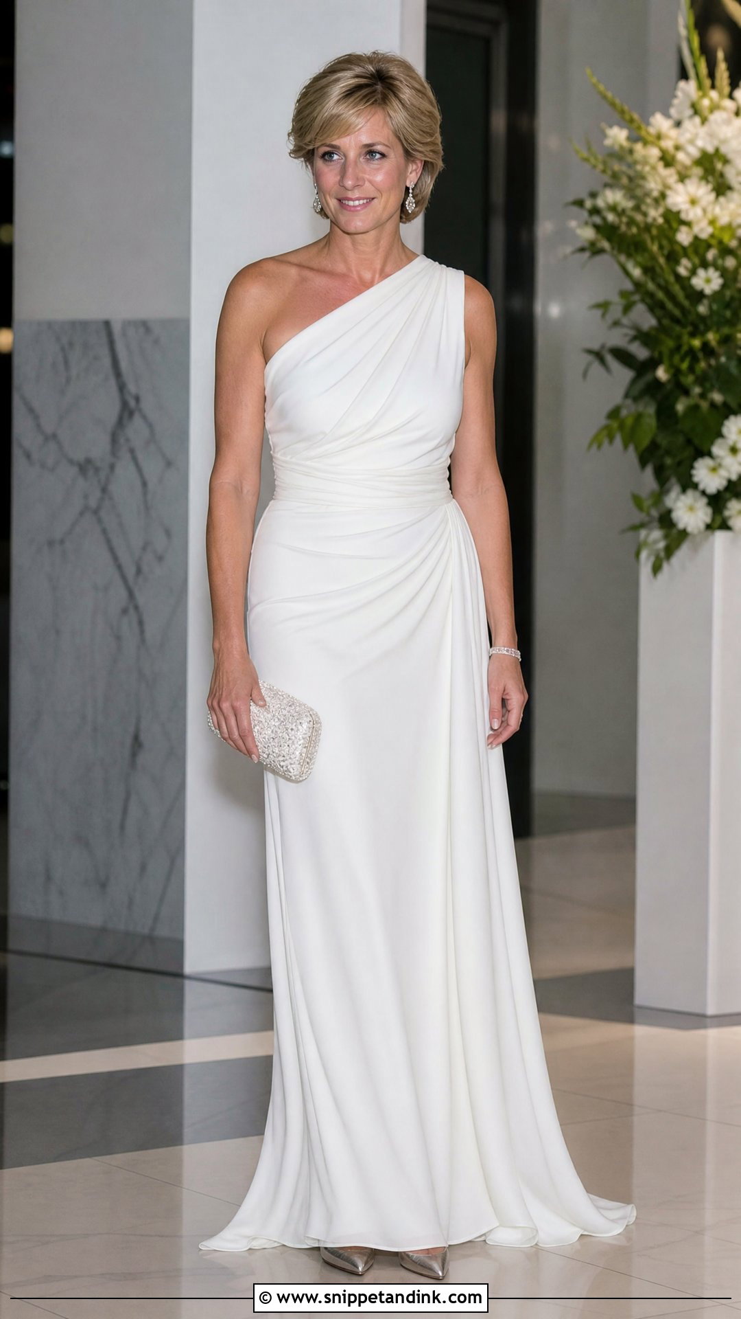 Princess Diana White One Shoulder Gown - Snippet and Ink - 20 Princess Diana White Dress Ideas